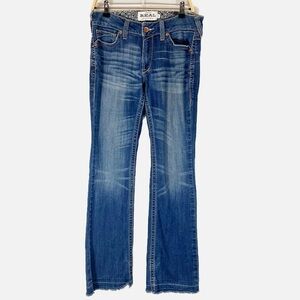 Ariat R.E.A.L. Women's Mid Rise Stretch Whipstitch Boot Cut Jean Raw Hem Size 30